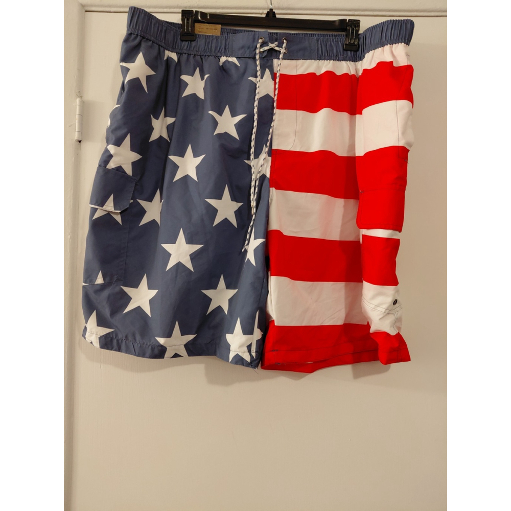 The Foundry Mens Shorts American Flag USA Patriotic Cargo Swim Board Trunks 4XL